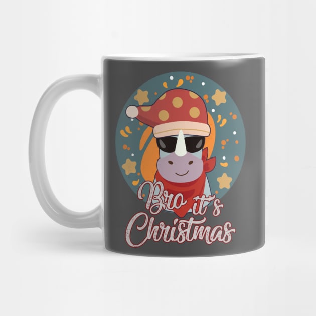 Rhino Christmas Santa's Hat Bro, it's Christmas by alcoshirts